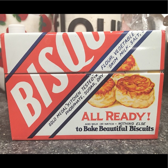 Bisquick vintage farmhouse recipe box kitchen - Picture 2 of 8